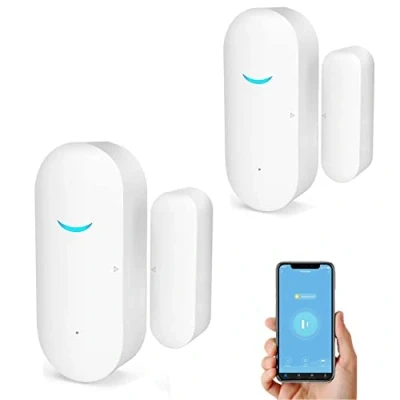 Afbeelding van WiFi deur en raamsensoren, Tuya Smart Alarm met gratis melding, app bediening, huisbeveiligingsalarmsysteem, geen hub nodig, compatibel Alexa, Google Home (2 pack)