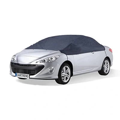 Afbeelding van cartrend Halve garage &quot;New Generation&quot;, weerbestendig dekzeil voor de auto, autoafdekking, autozeil, blauw, maat XL, beschermt tegen vorst, sneeuw en zon