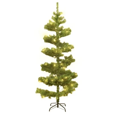 Afbeelding van Kunstkerstboom met verlichting en standaard 180 cm PVC groen