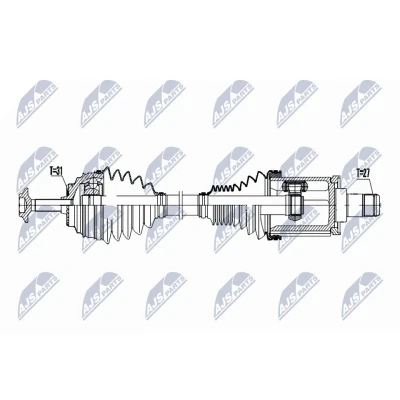 Afbeelding van NTY NPW BM 049 Aandrijfas Vooras links, Vooras, Links 500mm Automatische versnellingsbak