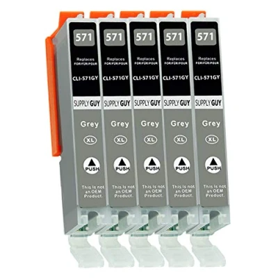 Afbeelding van Supply Guy 5 XL Inktpatronen met chip compatibel Canon CLI 571 Grijs voor Pixma MG7700 MG7750 MG7751 MG7752 MG7753 TS8000 TS8050 TS8051 TS8052 TS8053 TS9000 TS9050 TS9055