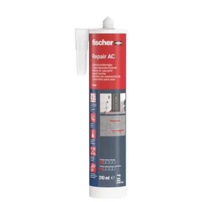Afbeelding van fischer DEC Reparatiemortel, geurarme mortel, weerbestendige afdichtmassa voor binnen en buiten, patroon talrijke toepassingen bouwmaterialen, 310 ml, cementgrijs, cementgrijs/cement grey