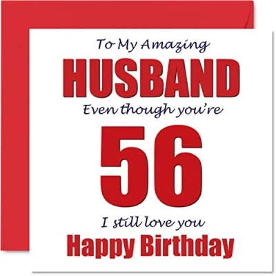 Afbeelding van Grappige 56e verjaardagskaarten voor echtgenoot 56 I Still Love You Happy Birthday Card van vrouw partner, zesenvijftig vijftig manlief banter geschenken, 145mm x grap humor wenskaarten