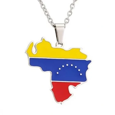 Afbeelding van Ketting Venezuela Kaart Zilverkleurig Vlag