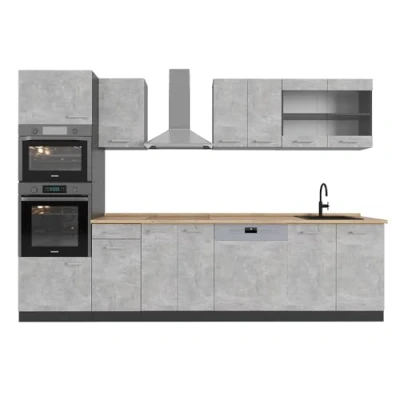 Afbeelding van Vicco Complete keukeneenheid R Line, Beton/antraciet, 300 cm met hoge kast, zonder werkblad
