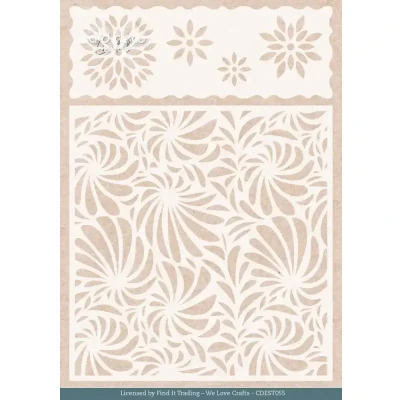 Afbeelding van Stencil Card Deco Essentials Purple Blossom Flowers A5