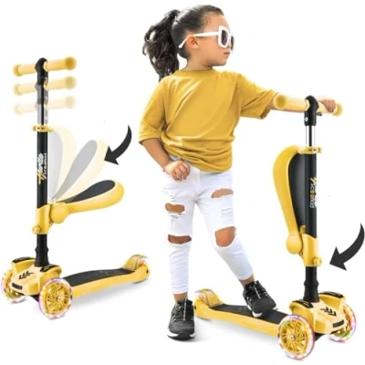 Afbeelding van Hurtle Kinderstep, 3 wiel Step, Opvouwbare Scooter met Verstelbare Hoogte, Antislip Platform, LED Verlichte Wielen, Step voor Meisjes/Jongens van 2 tot 12 Jaar