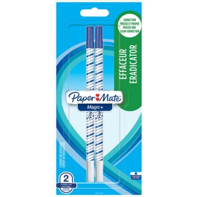 Afbeelding van Paper Mate Correctie(pen) Magic+ Eradicator blauwe inkt fijn punt 2 stuks