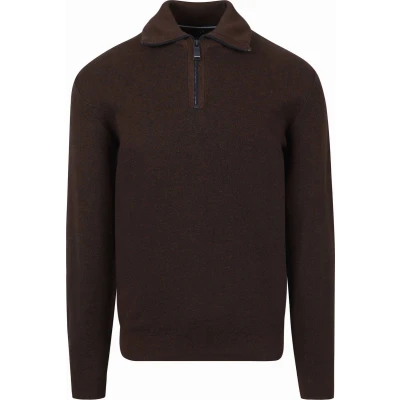 Afbeelding van Casa Moda Halfzip Trui Bruin maat L Heren Schipperstrui met Regular fit Pasvorm Katoen