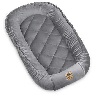 Afbeelding van PIMKO Multifunctionele tweezijdig babynest, knuffelnest, cocon voor baby&#039;s, nestje, anti allergische pasgeborenen, 60 x 90 cm, VELVET (RoyalGrey)