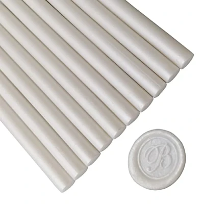 Afbeelding van Amtol 10 stuks parelwitte afdichtingswax sticks voor waszegel stempel, lijmpistool, geweldig huwelijksuitnodigingen, wijnpakketten, kaarten enveloppen, geschenkverpakking paarwit)