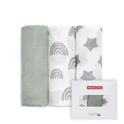 Afbeelding van GLLQUEN Mousselinedoeken voor baby&#039;s, 3 stuks spuugdoeken van katoen, 70 cm x cm, absorberend en ademend ideaal het reinigen, afvegen afdekken pasgeborenen