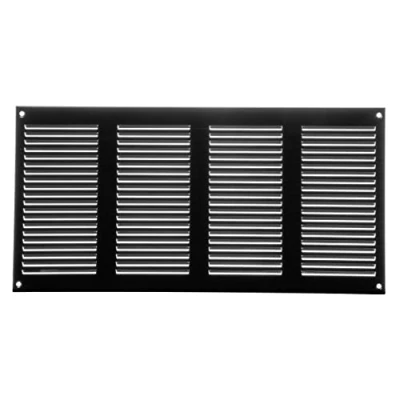 Afbeelding van Afvoerluchtrooster, 40 x 20 cm, staal, terugvoer luchtrooster, ideaal voor plafond en zijwand, HVAC, met insectenwering, 400 200 mm, zwart
