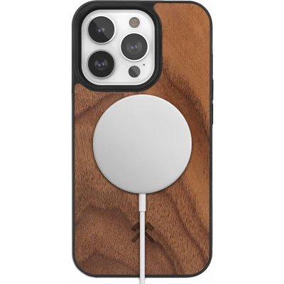 Afbeelding van Apple iPhone 14 Pro MagSafe Hoesje Hout Woodcessories Backcover/Hardcase Bruin Telefoonhoesje Shockproof/Valbescherming
