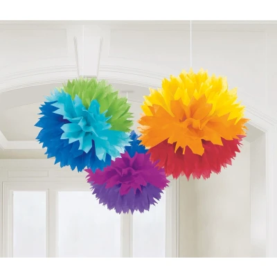 Afbeelding van Pompom regenboog kleuren 3 stuks