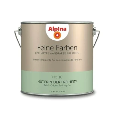 Afbeelding van Alpina Fijne kleuren, nr. 10 Hüterin der Freiheit®, edelmatte binnenverf, muurverf voor unieke kleureffecten en sfeer in de kamer, edelmoedig patinagroen, 2,5 liter