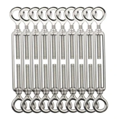 Afbeelding van TooTaci M5 spanslot roestvrij staal, 10 stuks draadspanners, 304 stalen kabel kabelspanset, spanschroef oog en oogje, voor klimhulp kabelsysteem, tuindraad, hekspanner