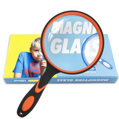 Afbeelding van Fousenuk vergrootglas groot, 100 mm, leesloep, hoge helderheid, lichtgewicht, onbreekbare handloep, antislip handgreep, voor senioren, kinderen, juweliers, hobbyobservatie, insecten,