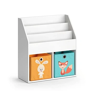 Afbeelding van Vicco Kinderboekenkast &quot;Luigi&quot;, Wit, 72 x 79 cm met 2 vouwboxen opt.1