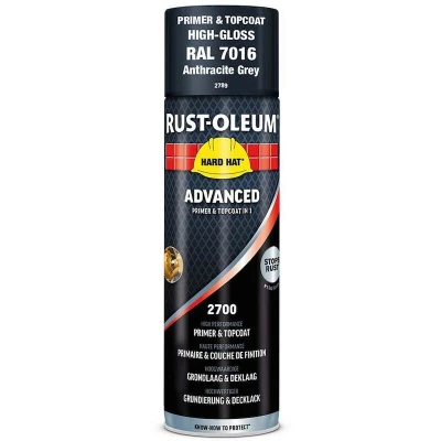 Afbeelding van rust oleum hard hat advanced grondlaag &amp; deklaag hoogglans ral 7016 500 ml