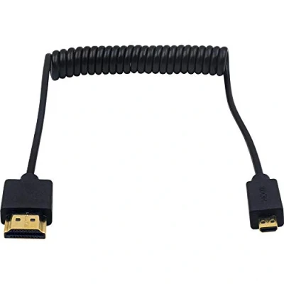 Afbeelding van Duttek micro HDMI naar kabel, opgerolde extreem slank/dun en flexibel mannelijk mannelijke kabel voor 1080P, 4K, Ultra HD, 3D, Ethernet (1.2M/4FT)