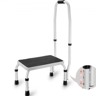 Afbeelding van VEVOR Opstapkruk 1 stap 350 lbs capaciteit, 3 verstelbare hoogte met handvat stalen opstapladder, draagbare peuter opstapkrukken voor volwassenen, antislip, stevige opstapladders kantoor,