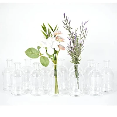 Afbeelding van gouveo Set van 12 glazen vazen Apo 100 ronde bloemenvazen glas kleine decoratieve voor thuis bruiloften verjaardagen feesten stuk/Apo100