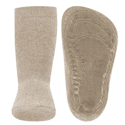 Afbeelding van EWERS SoftStep Uni, antislipsokken, voor jongens en meisjes, 1 paar antislip kindersokken met rubberen zool, Donkerbeige gemêleerd., 19/20 EU
