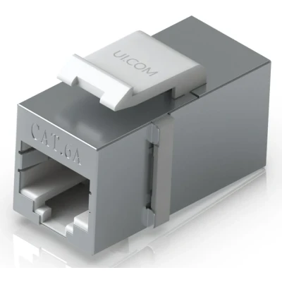 Afbeelding van Ubiquiti Pass through Cat6A keystone coupler (12 pack) for connecting pre terminated Ethernet cables seamlessly.