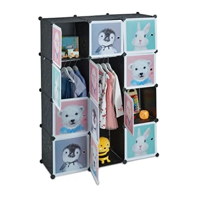 Afbeelding van kinderkast 8 vakken deuren 145 x 109 37 cm speelgoedkast kinderkamer