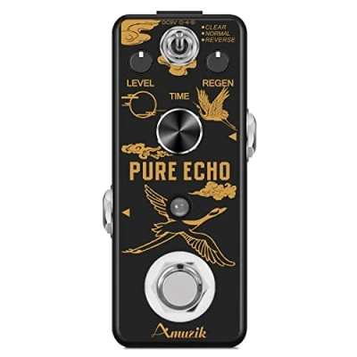 Afbeelding van Amuzik Puur Echo gitaareffect, analoog, digitale vertragingseffecten, pedalen voor helder, normaal, 3 modi, met turf bypass mini formaat