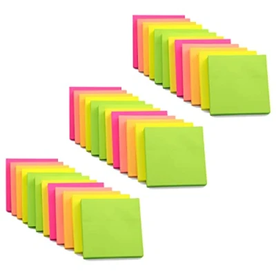 Afbeelding van Evergreen Goods™ 36 pads Post It Notes Neon gekleurd (geel, roze, oranje, groen en perzik) Verwijderbare zelfklevende kleverige herinneringen, memo&#039;s, revisie 100 vellen per pad 76x76mm (3&quot;x3&quot;)