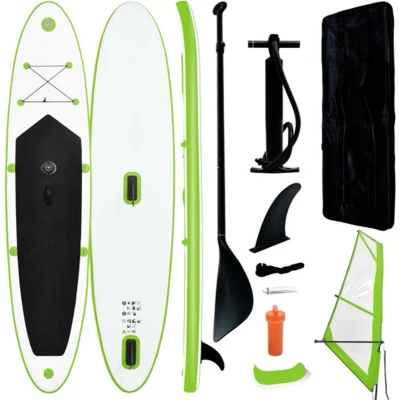 Afbeelding van VidaXL Stand Up Paddleboard opblaasbaar met zeilset groen en wit