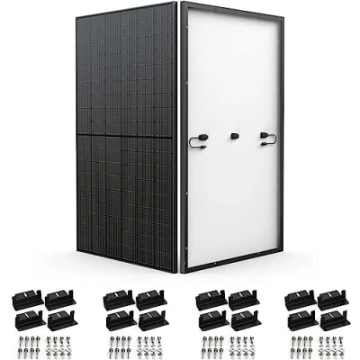 Afbeelding van ECOFLOW Monokristallijn zonnepaneel, 2 x 400 W, stijf zonnepaneel met 8 montagevoeten, fotovoltaïsche module, ideaal voor balkonkrachtcentrale, camper, tuinhuisjes, boot, zonder zonnepaneelkabel