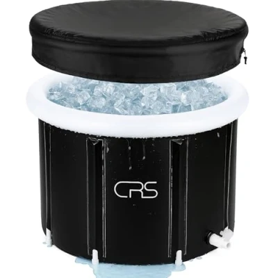 Afbeelding van CRS kleine opvouwbare badkuip voor volwassenen en kinderen, past in de douche badkamers, ook ideaal ijsbad als kinderbad, zwart (75 cm Ø x 55 cm)