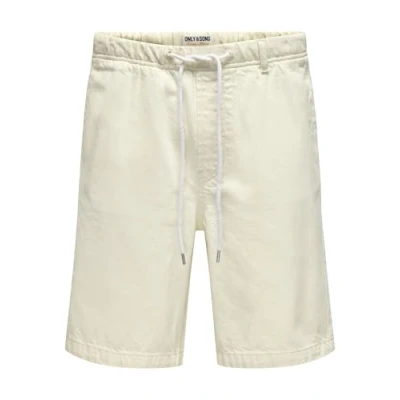 Afbeelding van Only &amp; Sons Onsfade Shorts, Heren, Maat: Large, Ecru