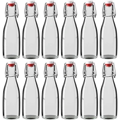Afbeelding van Wellgro 200 ml glazen fles met beugelsluiting 5,5 x 19 cm (ØxH) heldere porseleinen sluiting keuze uit verschillende hoeveelheden, aantal: 12 stuks