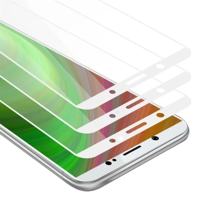 Afbeelding van Cadorabo 3x Screenprotector geschikt voor Vivo Y71 Volledig scherm pantserfolie Beschermfolie in TRANSPARANT met WIT Getemperd (Tempered) Display beschermend glas 9H hardheid 3D Touch