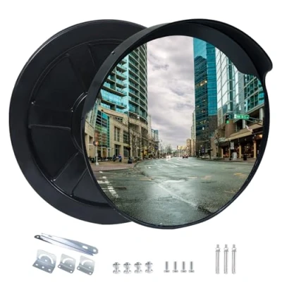 Afbeelding van CCLIFE Convexspiegel, verkeersspiegel, dikker en krachtiger voor garages opritten, parkeerhulp, 45 cm verstelbaar groothoekzicht, binnen buiten, gebogen veiligheidsspiegel