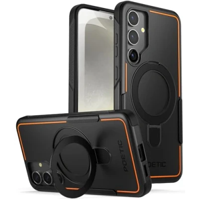 Afbeelding van POETIC Neon Case compatibel met Galaxy S24 Plus 6,7 inch, magnetische ringstandaard, dual layer robuuste slanke stootvaste beschermhoes, zwart