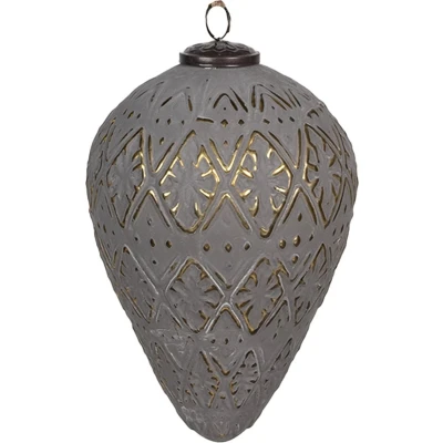 Afbeelding van Clayre &amp; Eef Kerstbal 21 cm Grijs Glas Kerstboomversiering