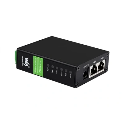Afbeelding van 2 CH RS485 to RJ45 Ethernet Converter Module with POE Function, Industrial Rail mount Isolated Serial Server,Dual Channels Independent Operation,Dual Ports