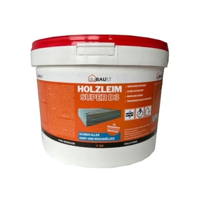 Afbeelding van dubaust WOD24 Sneldrogende D3 houtlijm, waterbestendig, voor hardhout en zacht hout, wit, na het uitharden transparant (emmer van 1,5 kg)