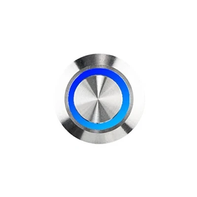 Afbeelding van HUBER Led belknop van roestvrij staal deurbelknop huisdeurbel belschakelaar, bel, lichtkleur blauw, IP65, rond