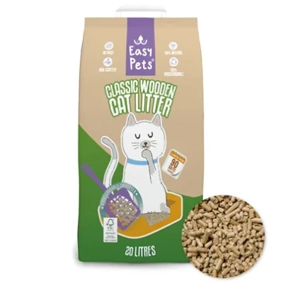 Afbeelding van Easypets Biodegradable Classic Houtkorrels Kattenbakvulling 20 LTR