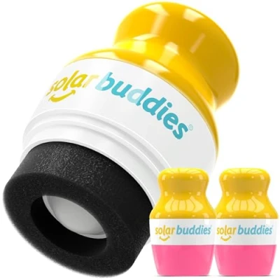 Afbeelding van Solar Buddies Zonnebrandcrème Applicator Pak van 2 roze Herbruikbare roll on sponsapplicator voor zonnebrandcrème, zonnebrand en lotion kinderen, volwassenen gezinnen Bevat 100 ml