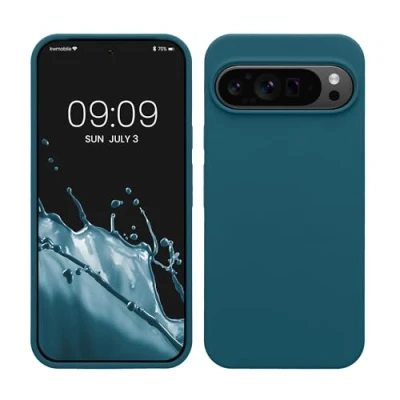 Afbeelding van kwmobile telefoonhoesje geschikt voor Google Pixel 9 Pro XL Hoesje met siliconen coating Smartphone case in mat petrol