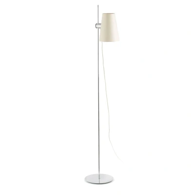 Afbeelding van Faro Lighting Lupe 1 Licht Verstelbare Vloerlamp Chroom met Witte Kap, E27