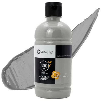 Afbeelding van Artecho Professionele Acrylverf, Grijs 500ml Buizen, Kunst Ambachtelijke Verven voor Canvasschilderen, Steen, Hout, Stof, Kunstbenodigdheden Kunstenaars