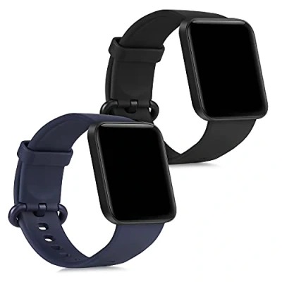 Afbeelding van kwmobile 2x horlogebandjes geschikt voor Xiaomi Mi Watch Lite / Redmi bandje Smartwatch bandjes van TPU Activity tracker horloge band in zwart donkerblauw